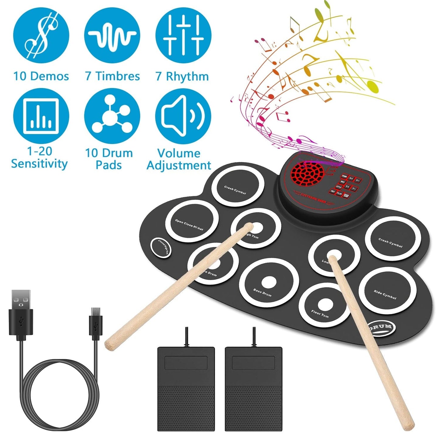 Skorter | 10 Pads Electric Drum Set Foldable