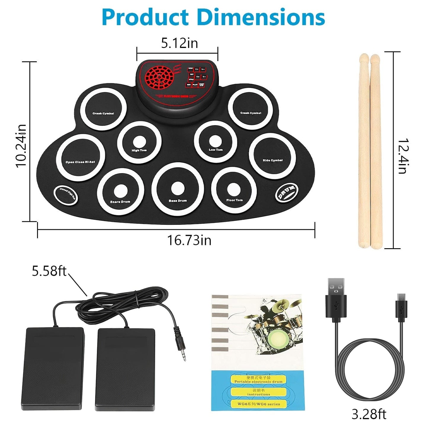 Skorter | 10 Pads Electric Drum Set Foldable
