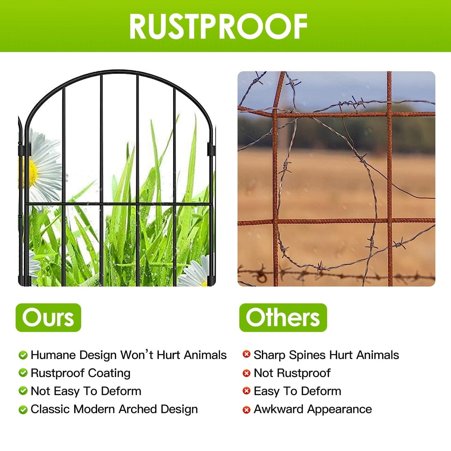 Skorter | 10 pieces: Decorative garden fence stainless steel wire curved fence