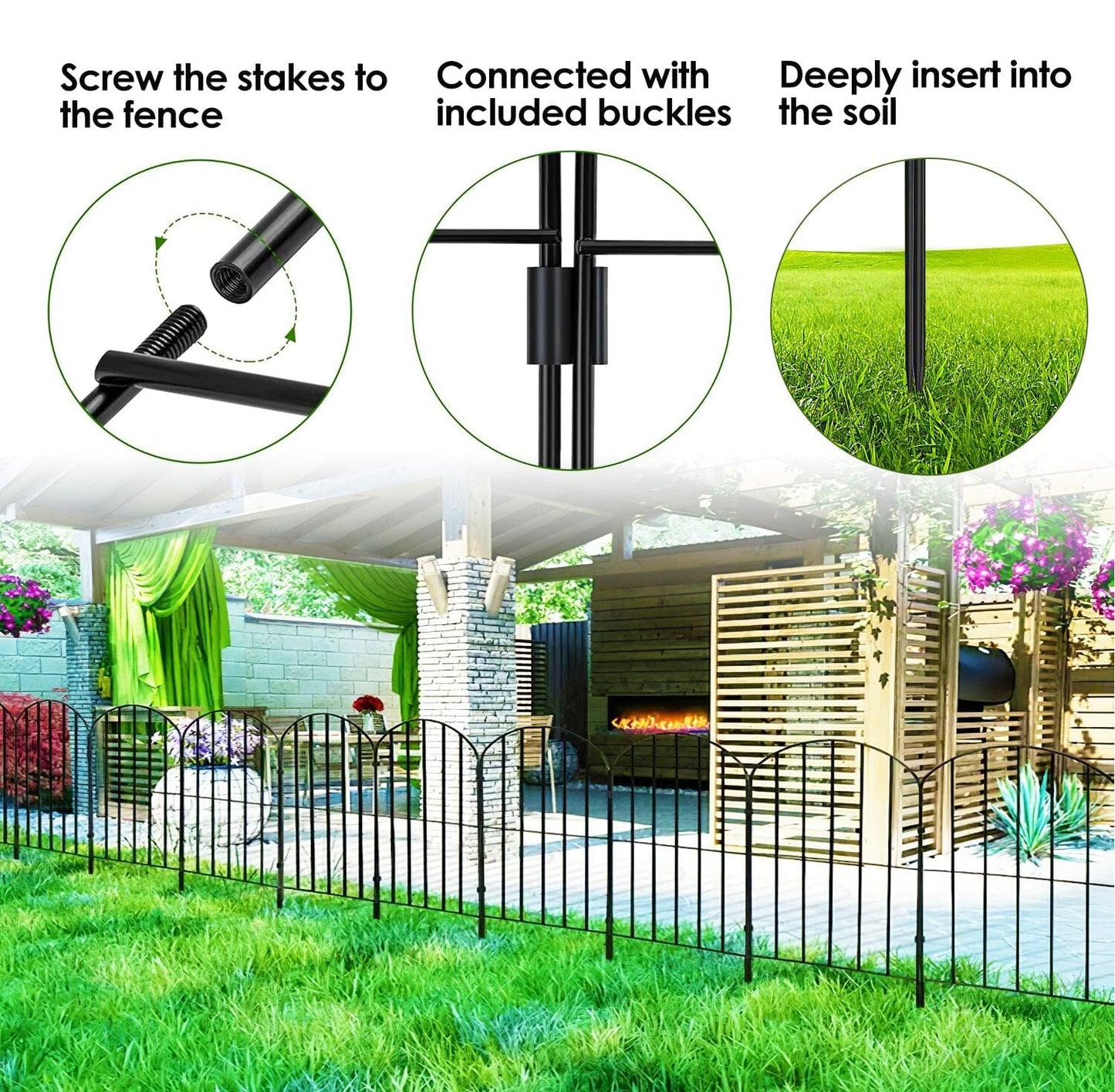 Skorter | 10 pieces: Decorative garden fence stainless steel wire curved fence