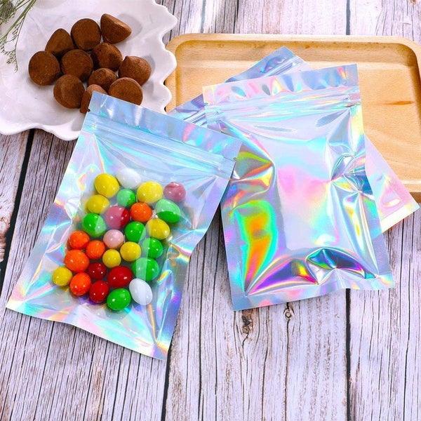 Skorter | 100-Pack: Resealable holographic foil bags