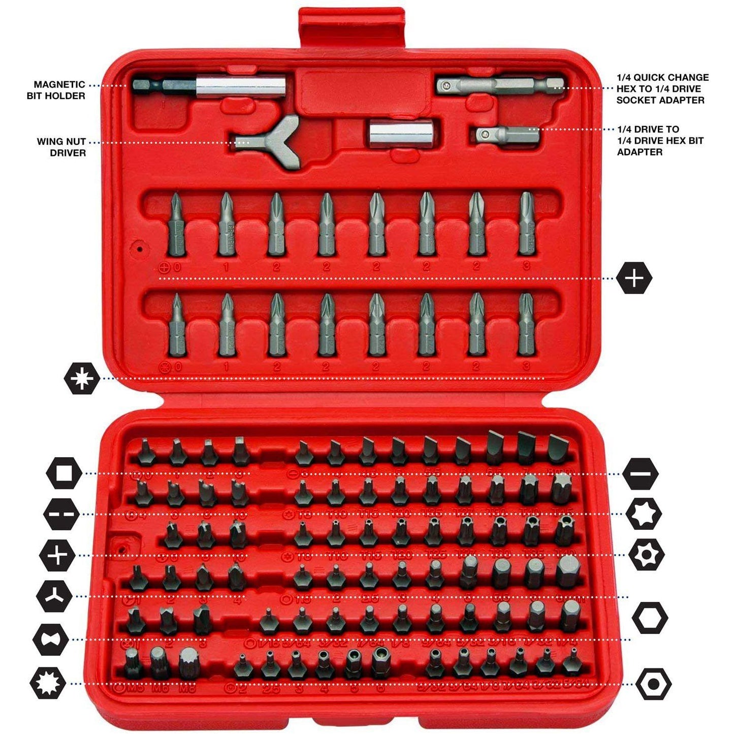 Skorter | 100 pieces: Neiko 10048A Premium Safety Bits Set