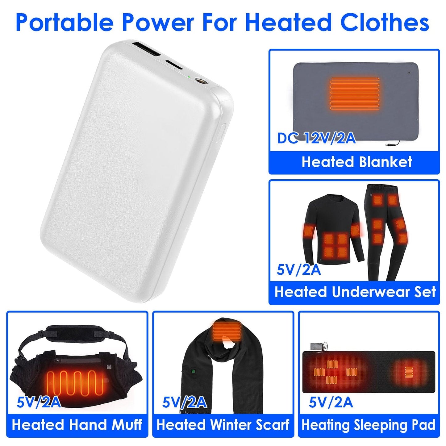 Skorter | 10000mAh portable charging battery pack for heated blanket vest jacket