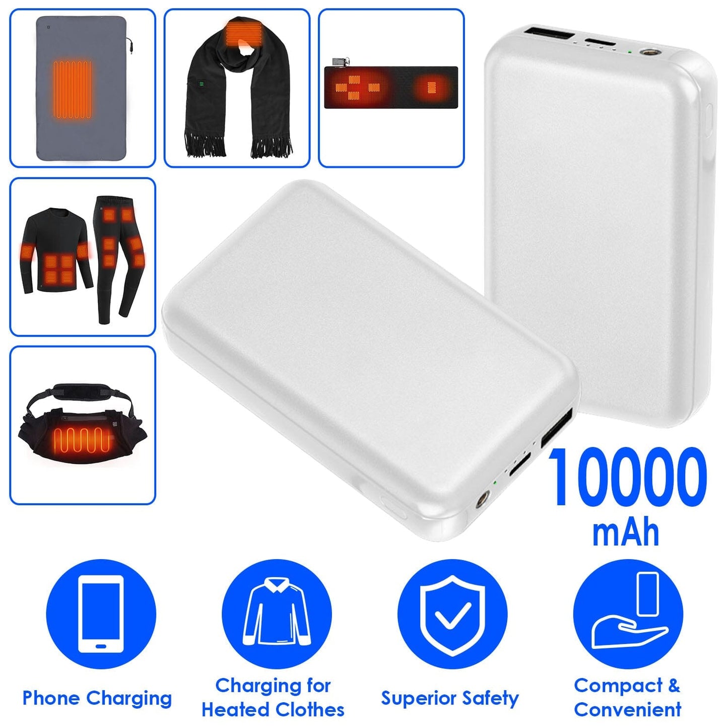 Skorter | 10000mAh portable charging battery pack for heated blanket vest jacket