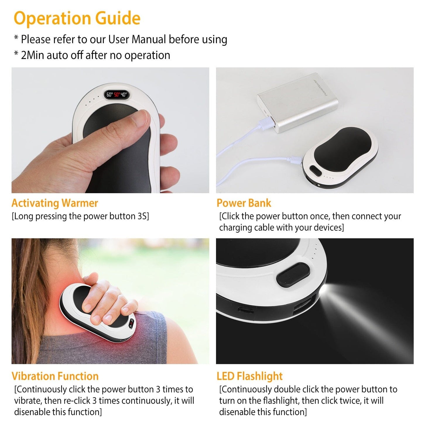 Skorter | 10000mAh Power Bank Rechargeable Pocket Warmth Double-Sided Heating
