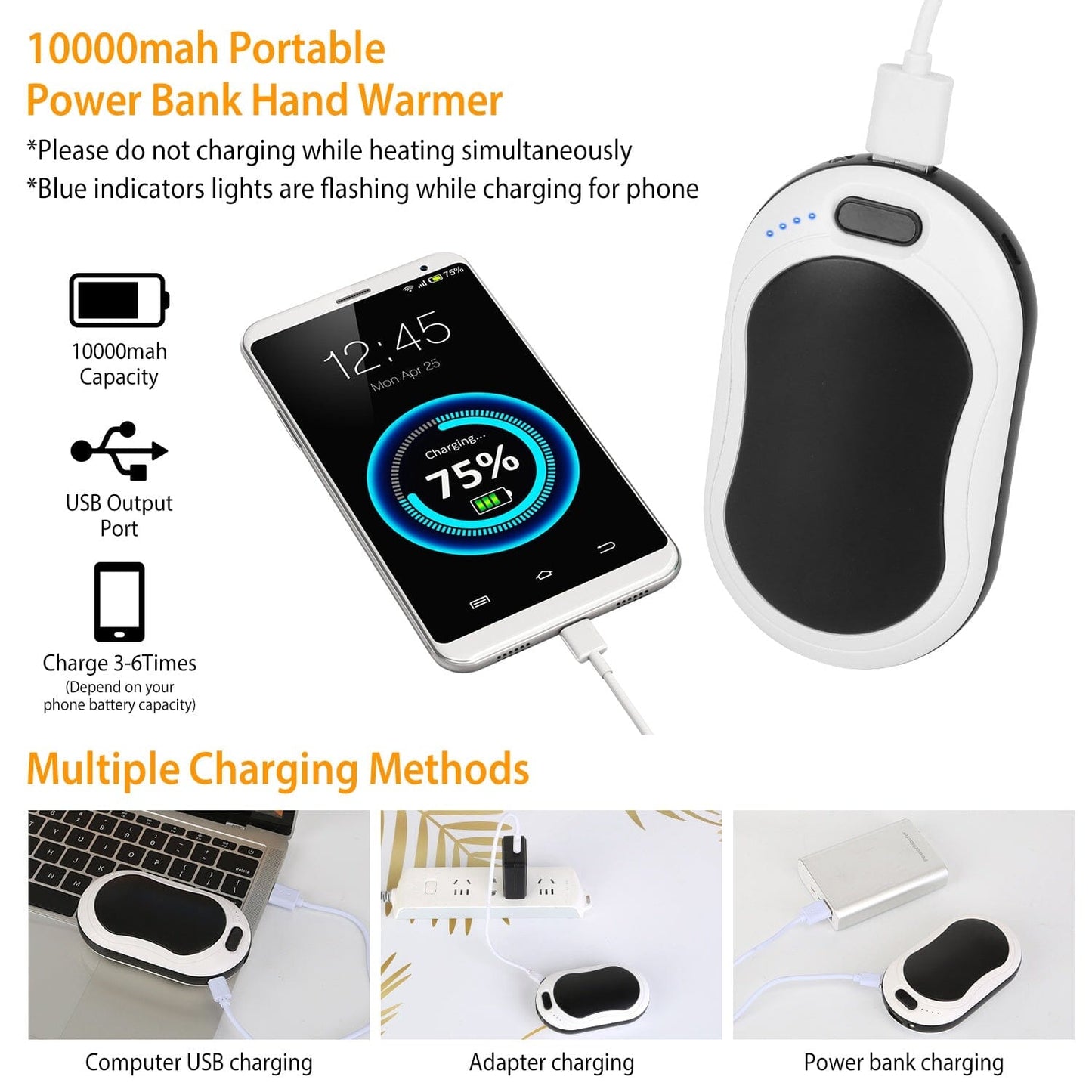 Skorter | 10000mAh Power Bank Rechargeable Pocket Warmth Double-Sided Heating