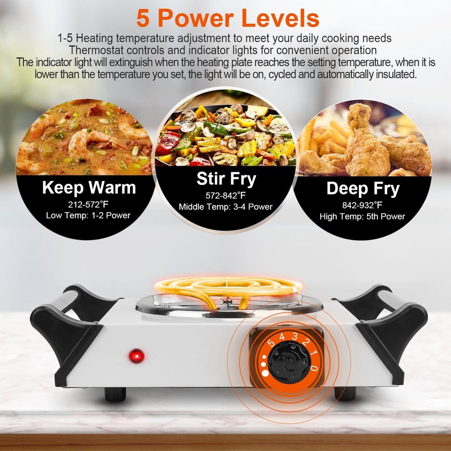 Skorter | 1000W Electric Burner Portable Coil Heating Stove Plates Countertop