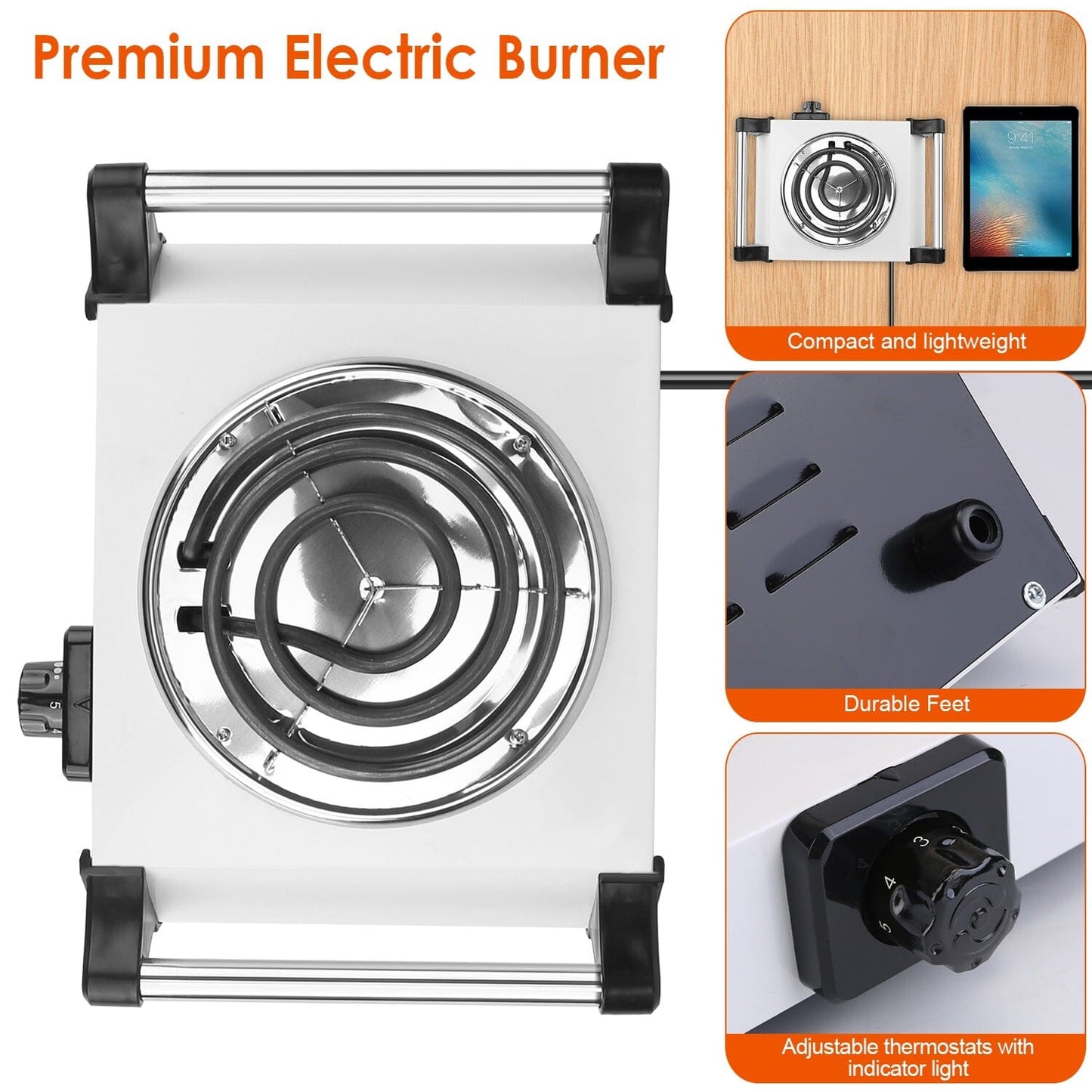 Skorter | 1000W Electric Burner Portable Coil Heating Stove Plates Countertop