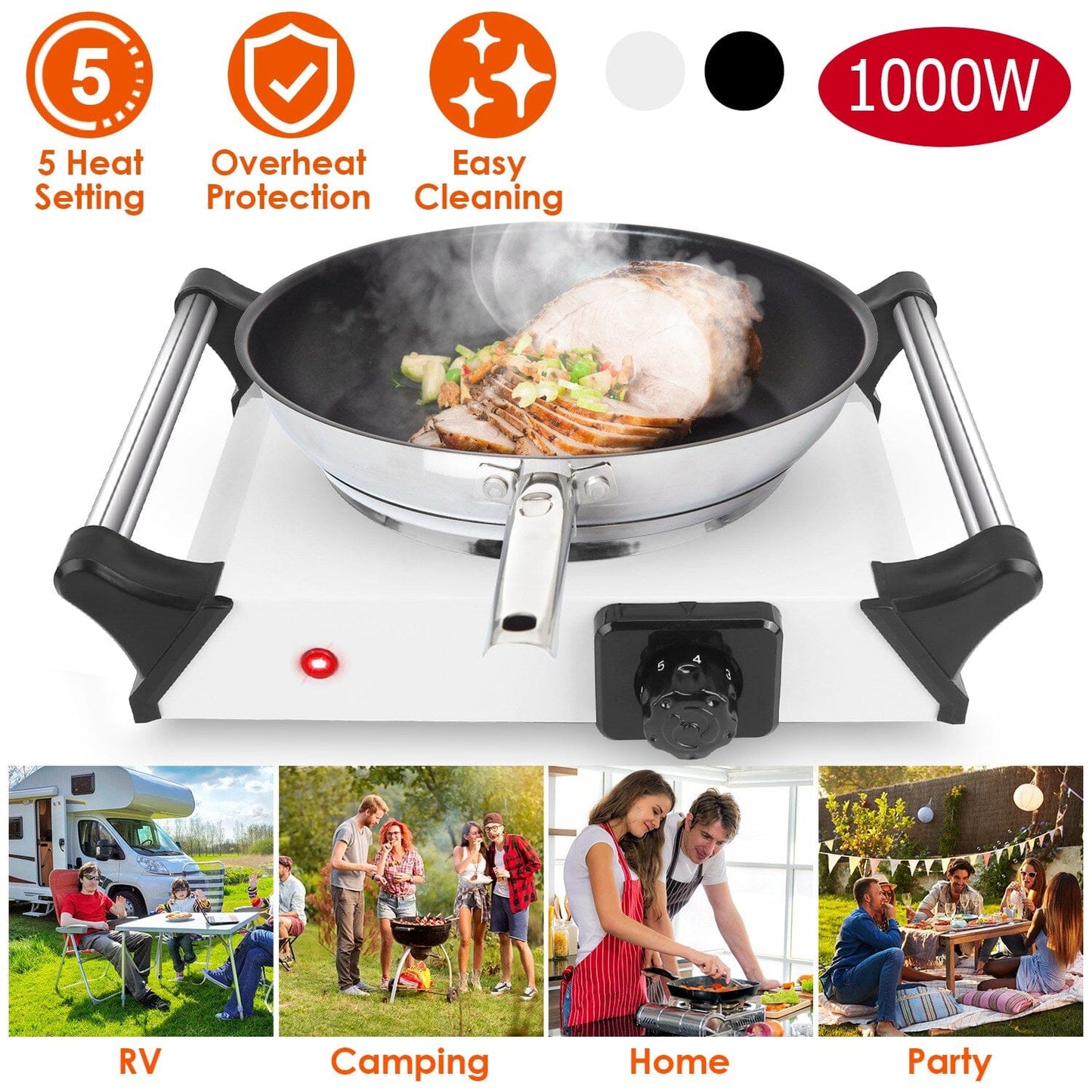 Skorter | 1000W Electric Burner Portable Coil Heating Stove Plates Countertop