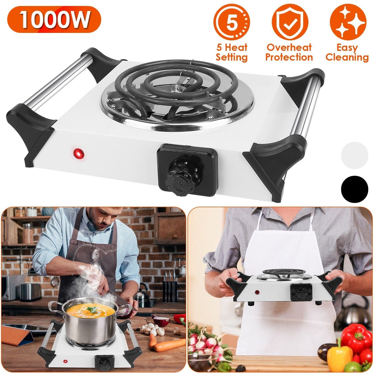 Skorter | 1000W Electric Burner Portable Coil Heating Stove Plates Countertop