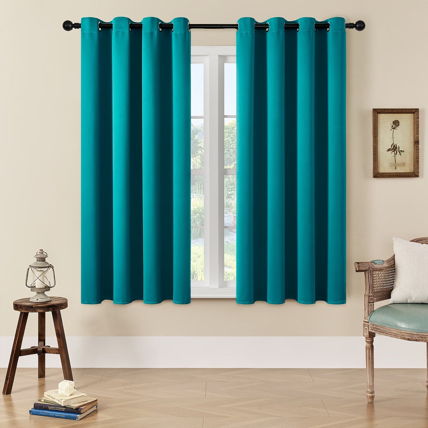 Skorter | Blackout Curtains - 2 Pieces Modern Polyester Curtains with Thermal Insulation and Rings