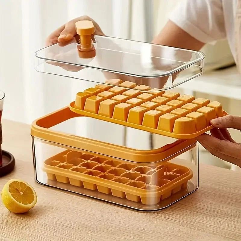 Skorter | 101oz. Ice Cube Tray Set - 64 pcs Silicone Ice Cube Tray with Lid & Box