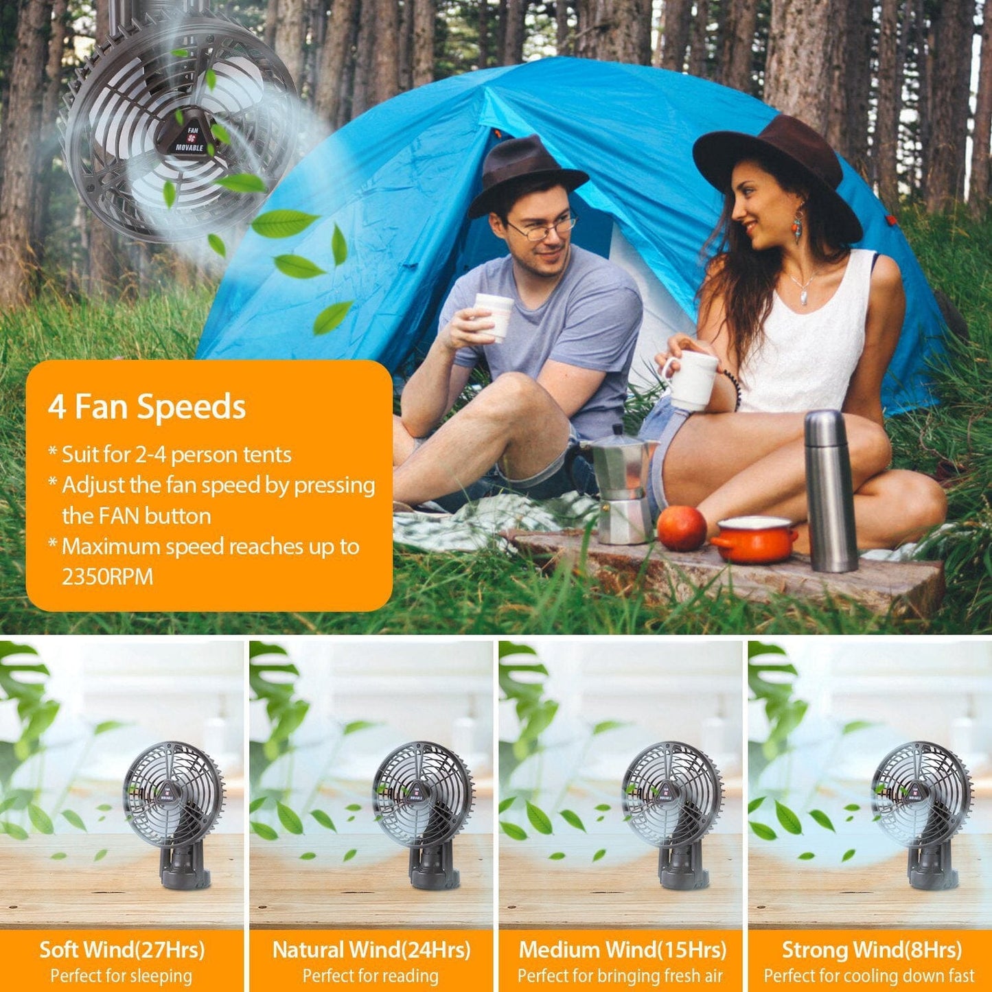 Skorter | 10400 mAh Portable Camping Fan