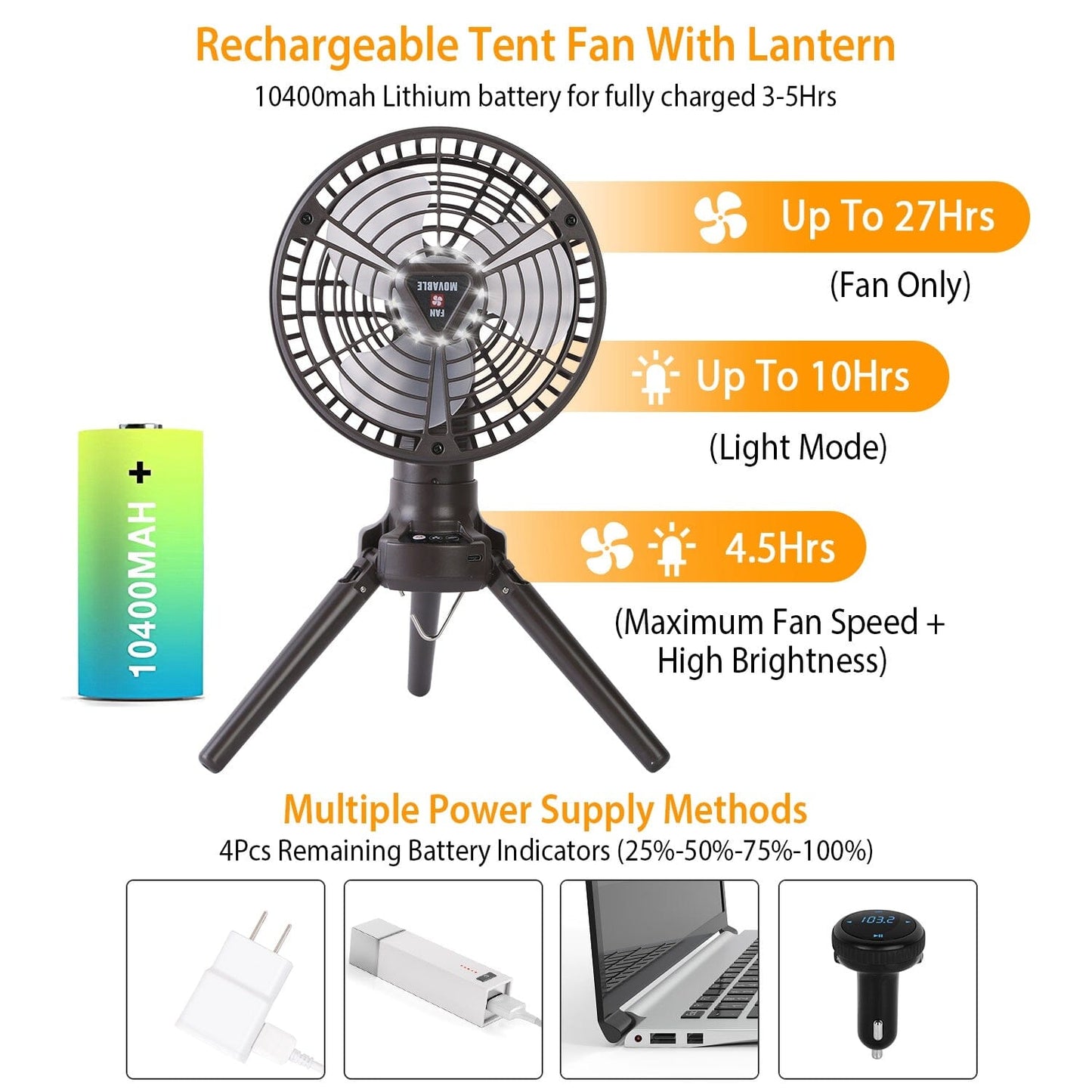 Skorter | 10400 mAh Portable Camping Fan