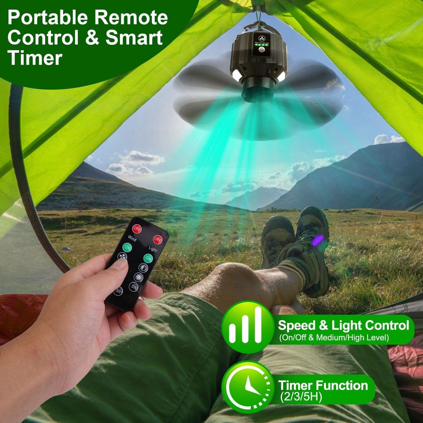 Skorter | 10400mAh USB Battery Powered Hanging Tent Lantern Fan Power Bank