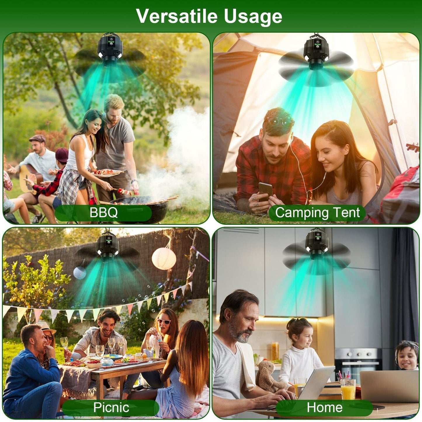 Skorter | 10400mAh USB Battery Powered Hanging Tent Lantern Fan Power Bank