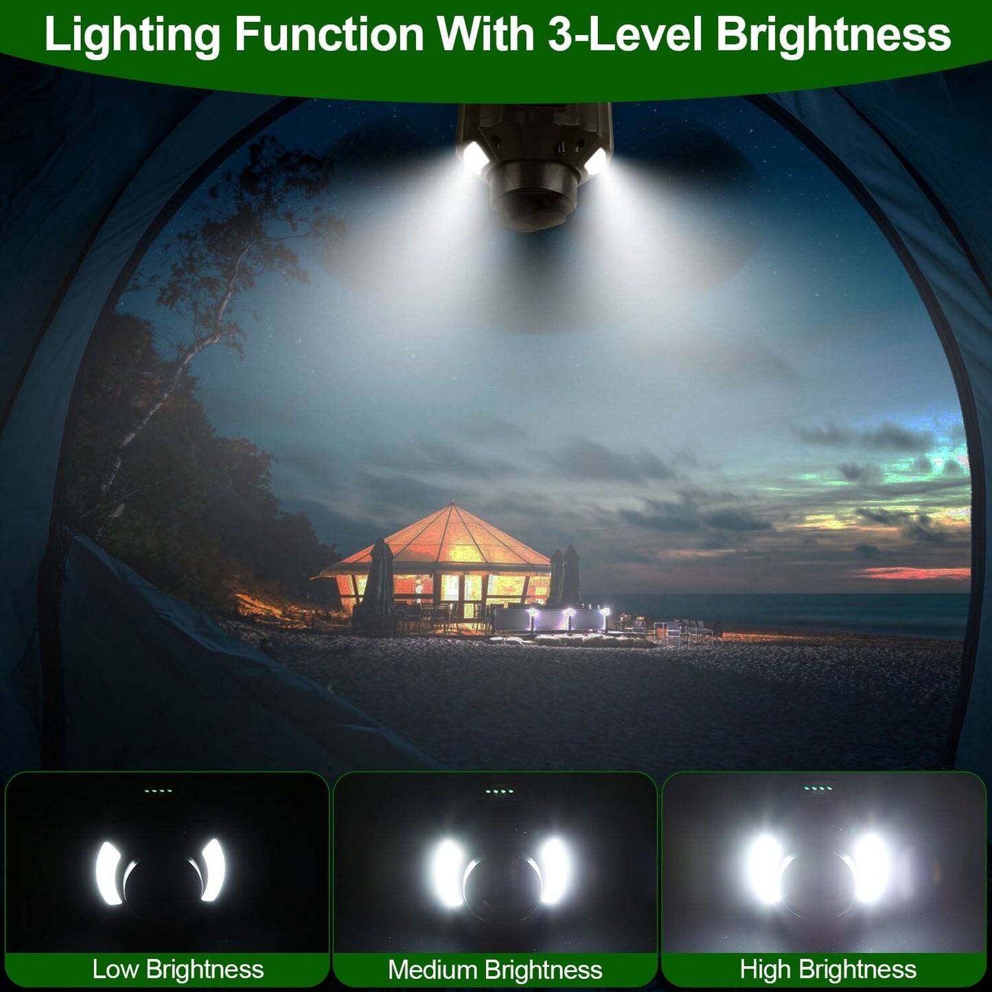 Skorter | 10400mAh USB Battery Powered Hanging Tent Lantern Fan Power Bank