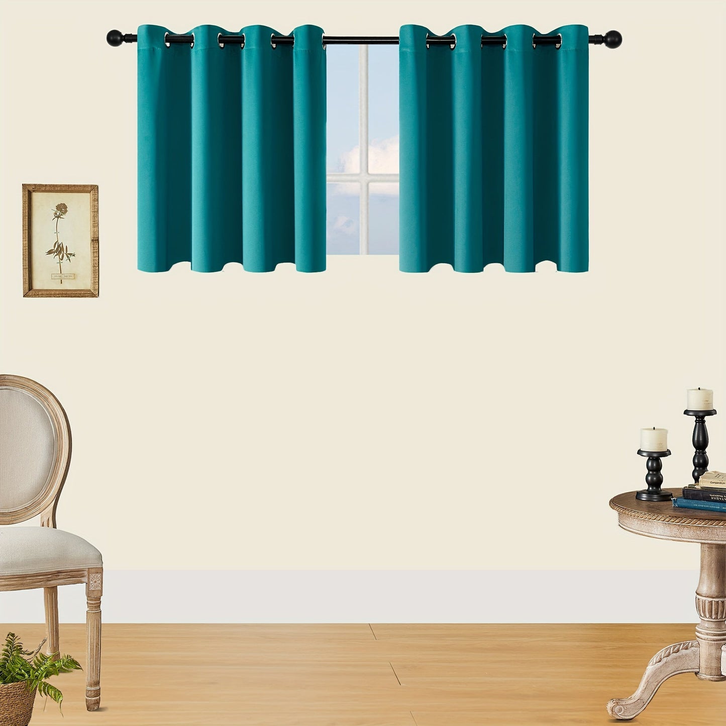 Skorter | Blackout Curtains - 2 Pieces Modern Polyester Curtains with Thermal Insulation and Rings