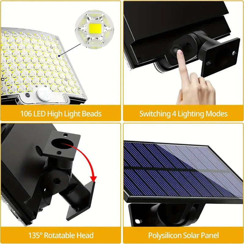 Skorter | 106LED Super Bright Motion Sensor Solar Powered LED Garden Wall Light