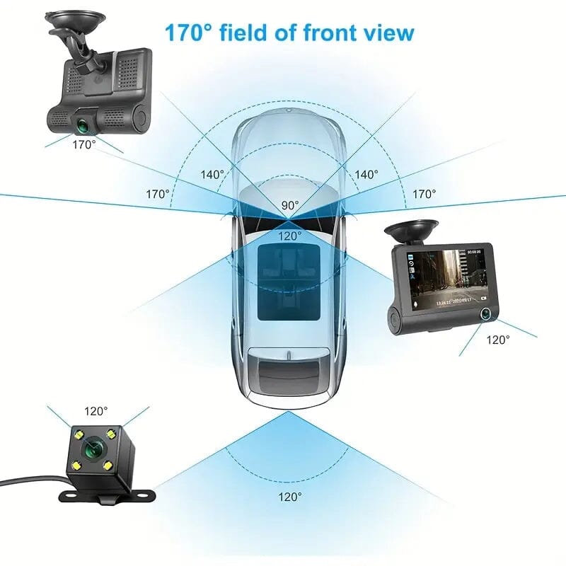Skorter | 1080P 3-camera recorder Dash Cam with night vision