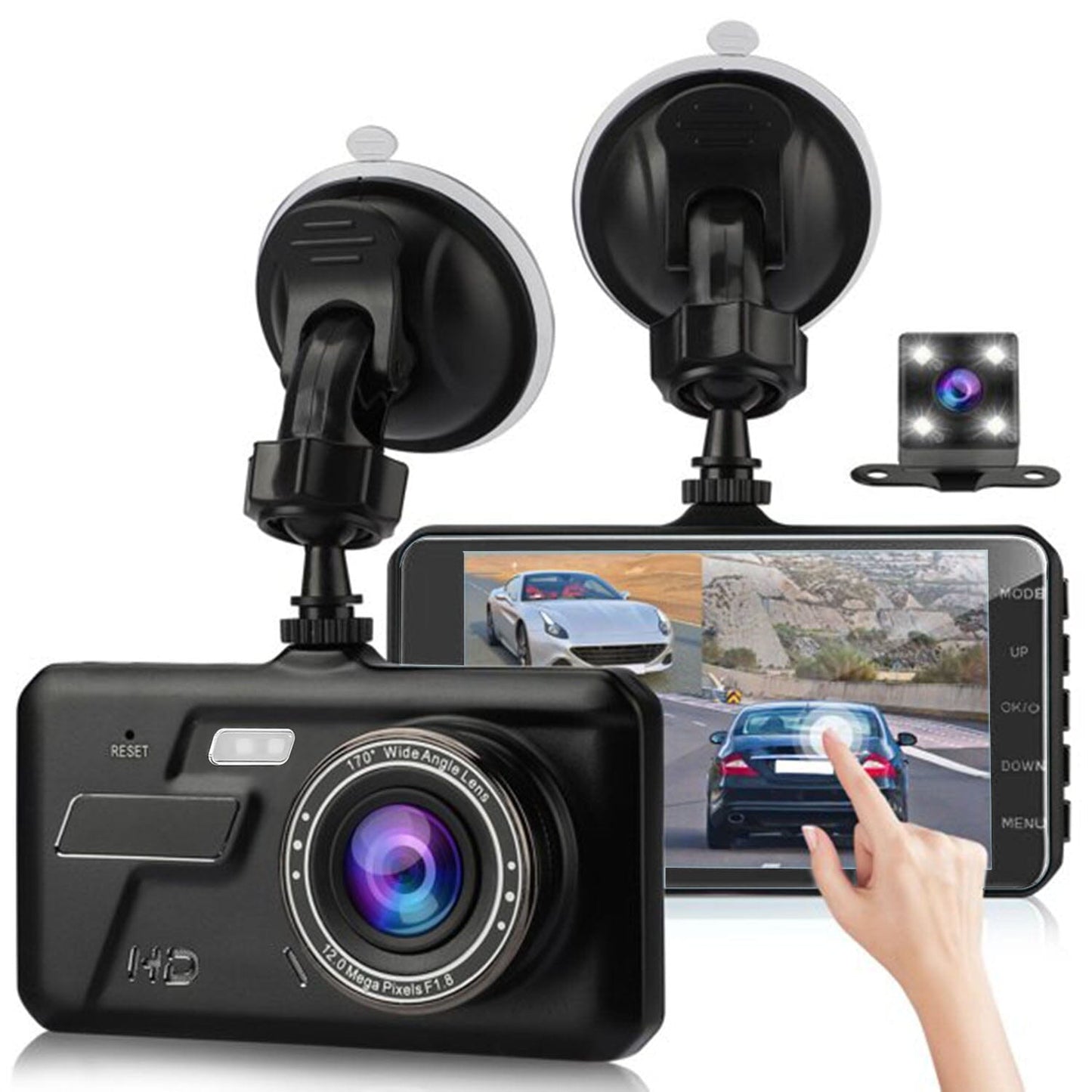 Skorter | 1080P 4-inch touchscreen dual dash cam