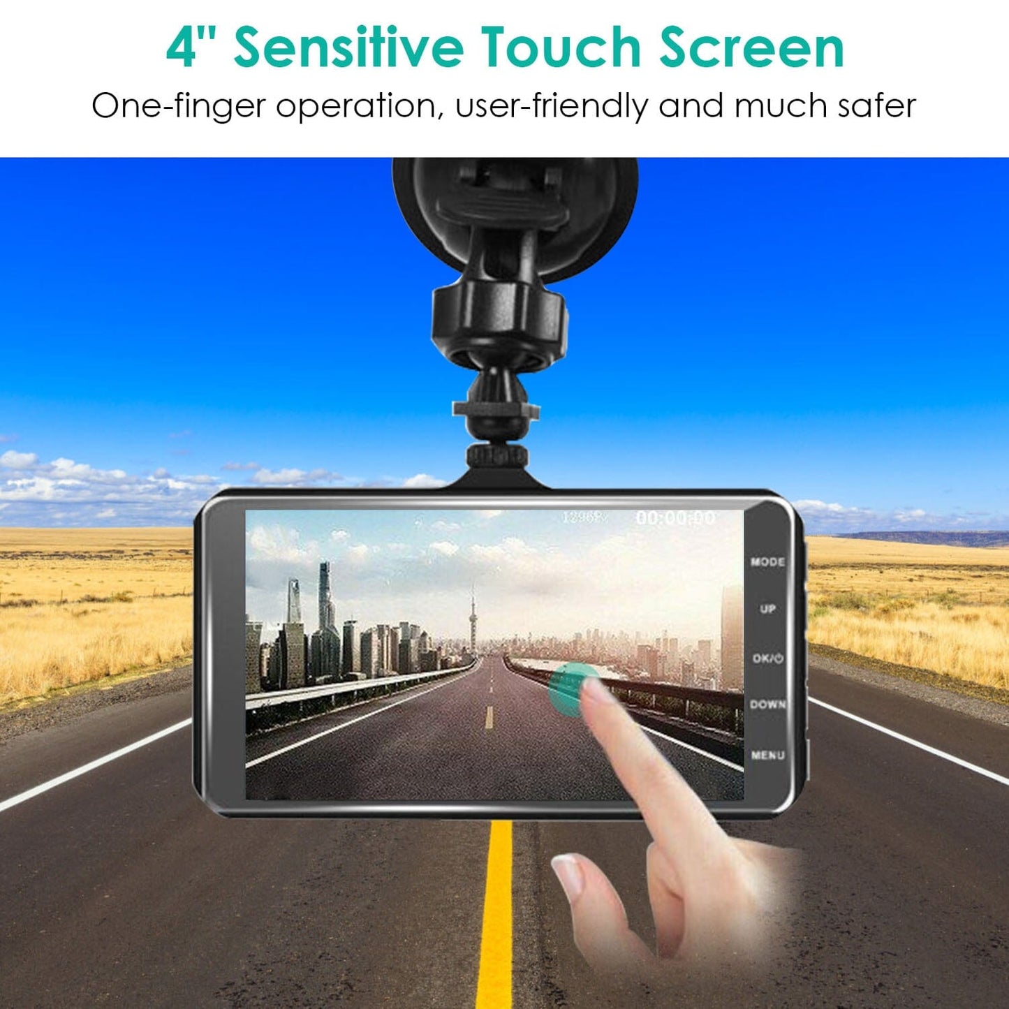 Skorter | 1080P 4-inch touchscreen dual dash cam