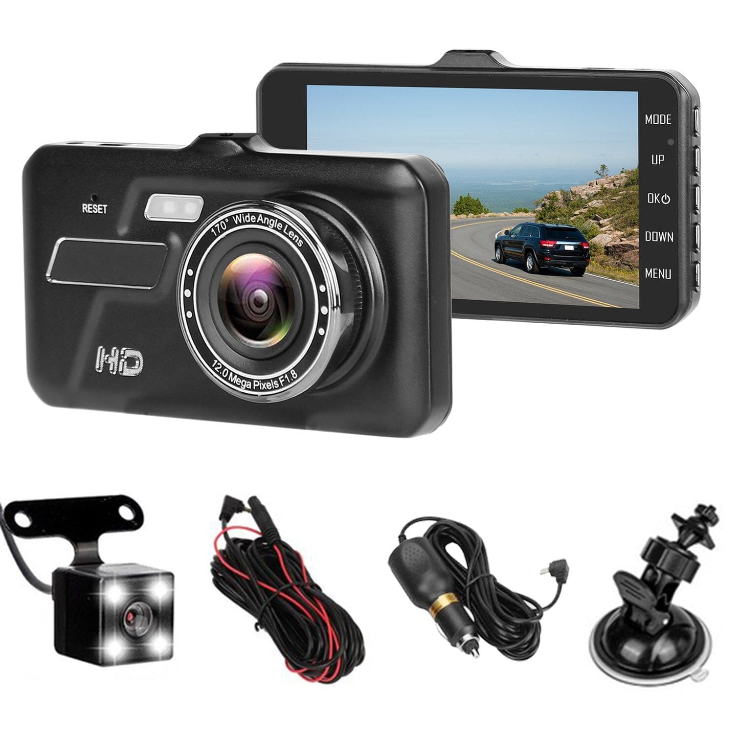 Skorter | 1080P 4-inch touchscreen dual dash cam