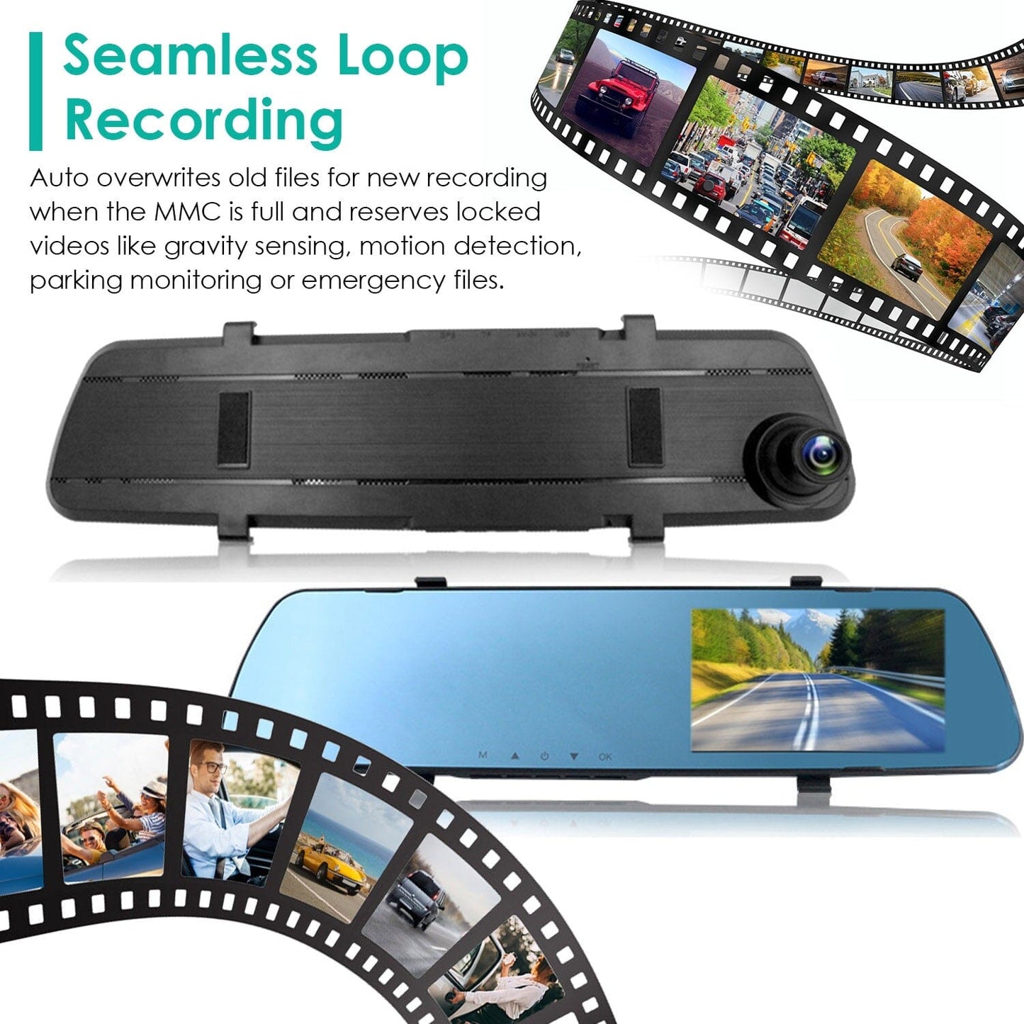 Skorter | 1080P Car DVR 4.3 inch Dash Cam with 140° Angle Loop Recording