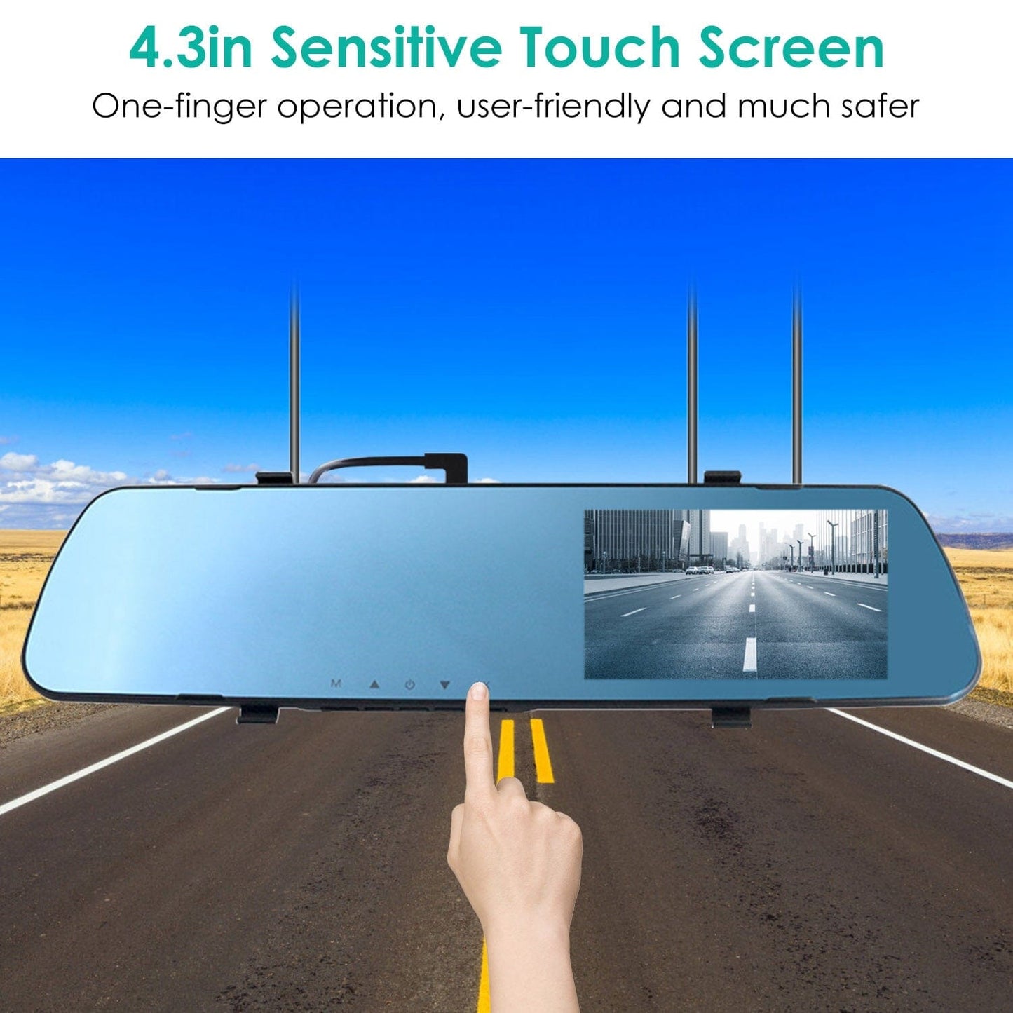 Skorter | 1080P Car DVR 4.3 inch Dash Cam with 140° Angle Loop Recording