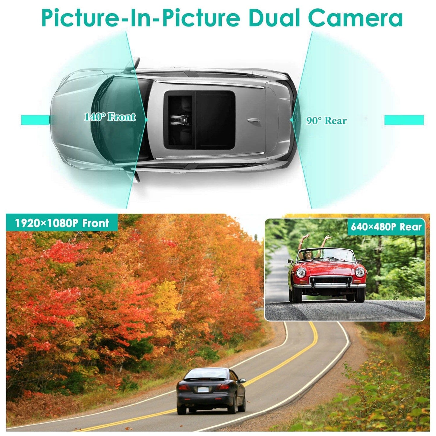 Skorter | 1080P Car DVR 4.3 inch Dash Cam with 140° Angle Loop Recording