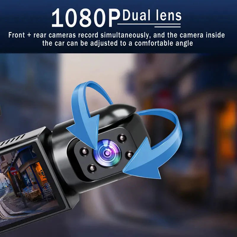 Skorter | 1080P High-Resolution Dual Camera Dash Cam for Cars 3.16 Inch IPS Screen GPS and Filtration Warning