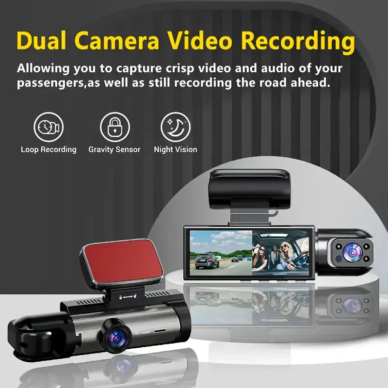 Skorter | 1080P High-Resolution Dual Camera Dash Cam for Cars 3.16 Inch IPS Screen GPS and Filtration Warning