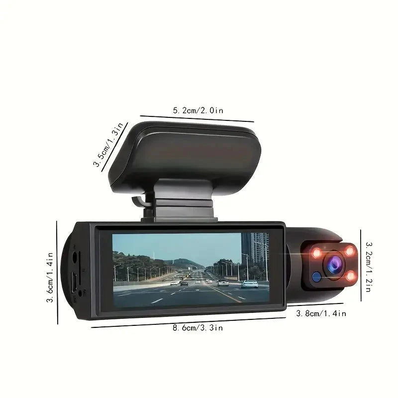 Skorter | 1080P High-Definition Dual Camera Dash Cam for Cars 3.16 Inch IPS Screen GPS and File Change Alert