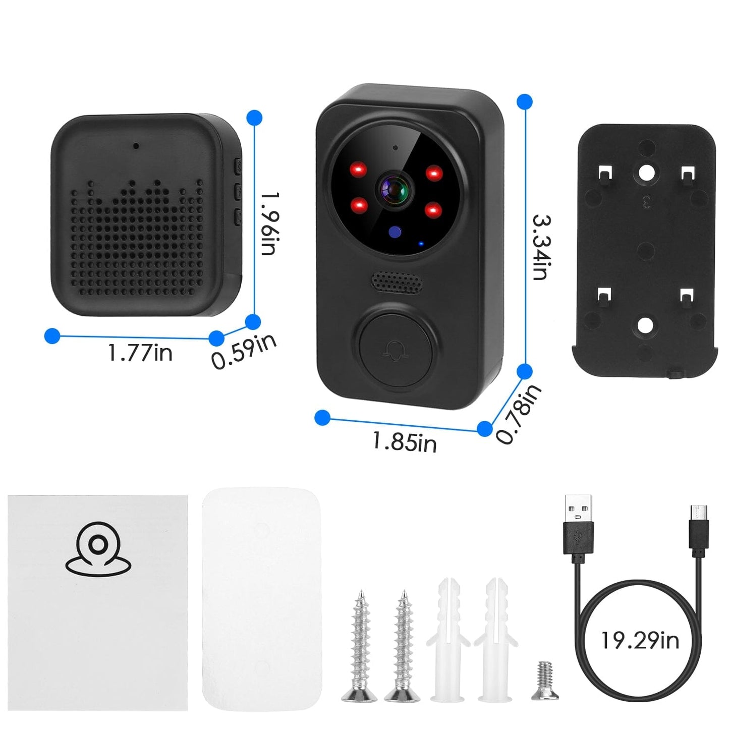 Skorter | 1080P WiFi Security Doorbell Camera 2 Way Audio Free Cloud Storage