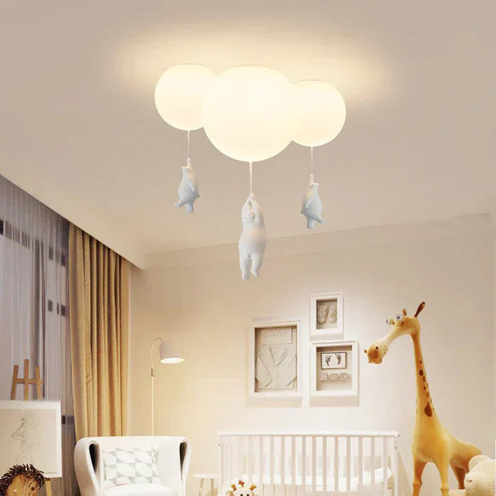 Skorter | CloudBear Kids Ceiling Light – Bear & Balloon LED Pendant Lamp for Nursery and Bedroom Decor