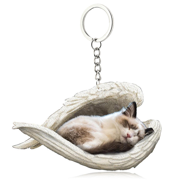 Skorter | Acrylic Cat Angel Keychain