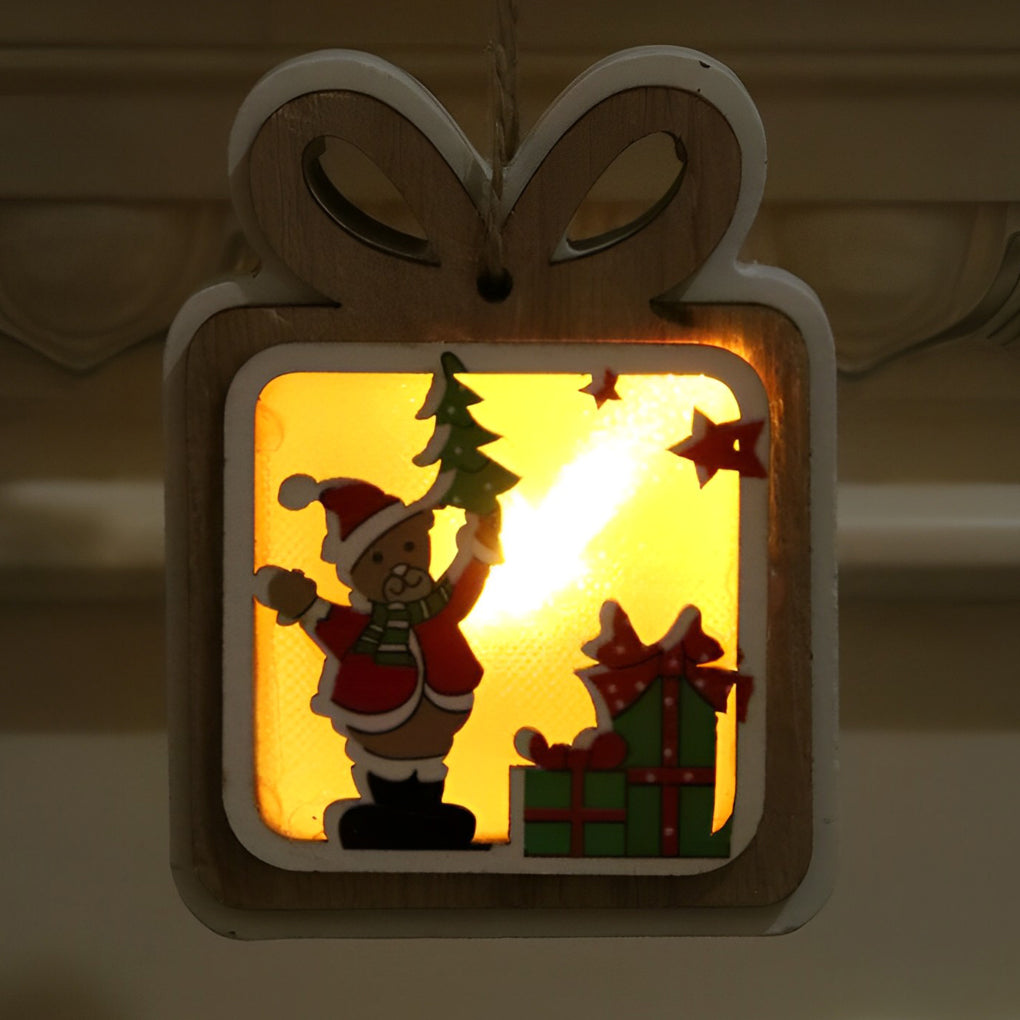 Skorter | 2 Pieces Wooden Modern Hanging Ornaments with Button Battery