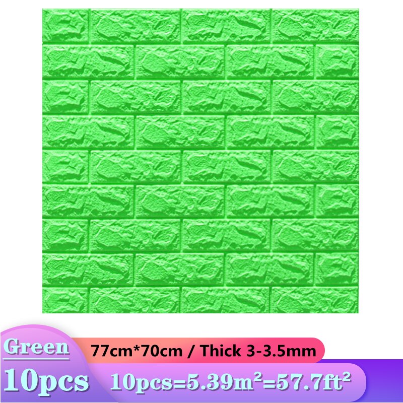 Skorter | 10pcs 3D Wall Sticker Imitation Tile Bedroom Decoration Water Resistant Self Adhesive Wallpaper For Living Room Kitchen TV Background
