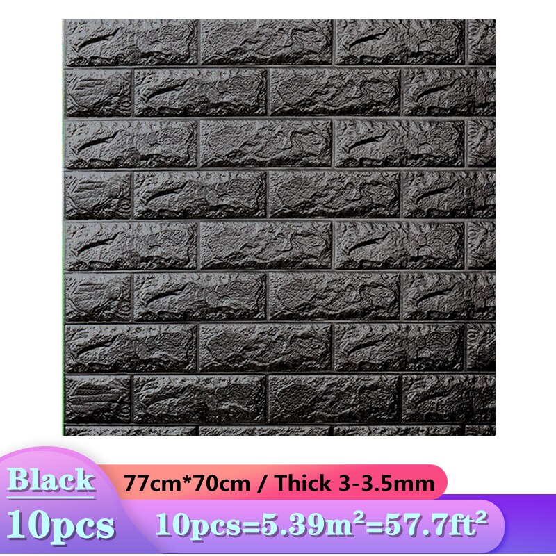 Skorter | 10pcs 3D Wall Sticker Imitation Tile Bedroom Decoration Water Resistant Self Adhesive Wallpaper For Living Room Kitchen TV Background