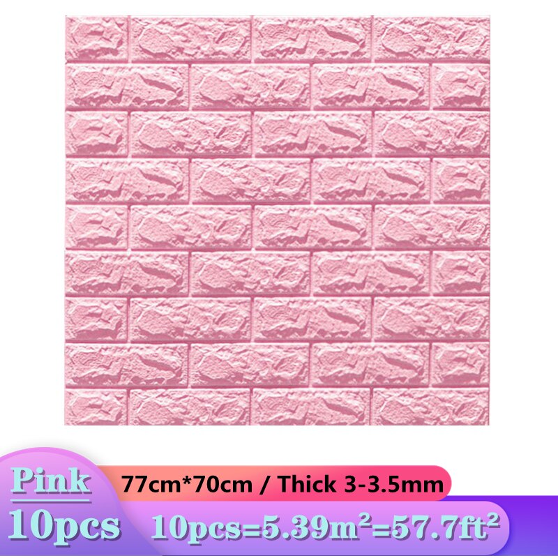 Skorter | 10pcs 3D Wall Sticker Imitation Tile Bedroom Decoration Water Resistant Self Adhesive Wallpaper For Living Room Kitchen TV Background