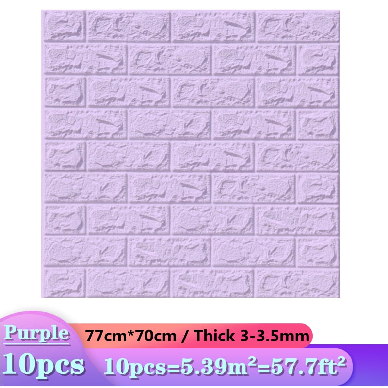 Skorter | 10pcs 3D Wall Sticker Imitation Tile Bedroom Decoration Water Resistant Self Adhesive Wallpaper For Living Room Kitchen TV Background