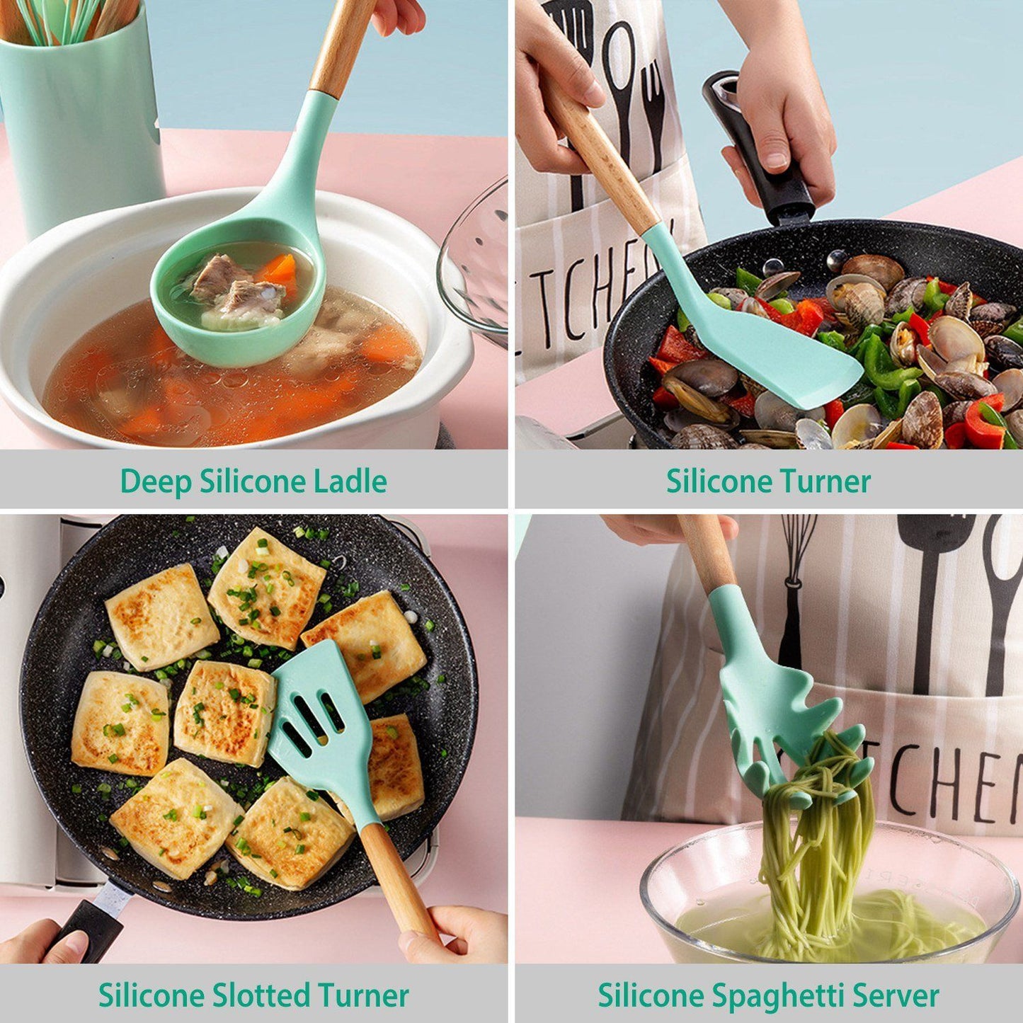 Skorter | 11-Pieces: Silicone Kitchen Utensils Set