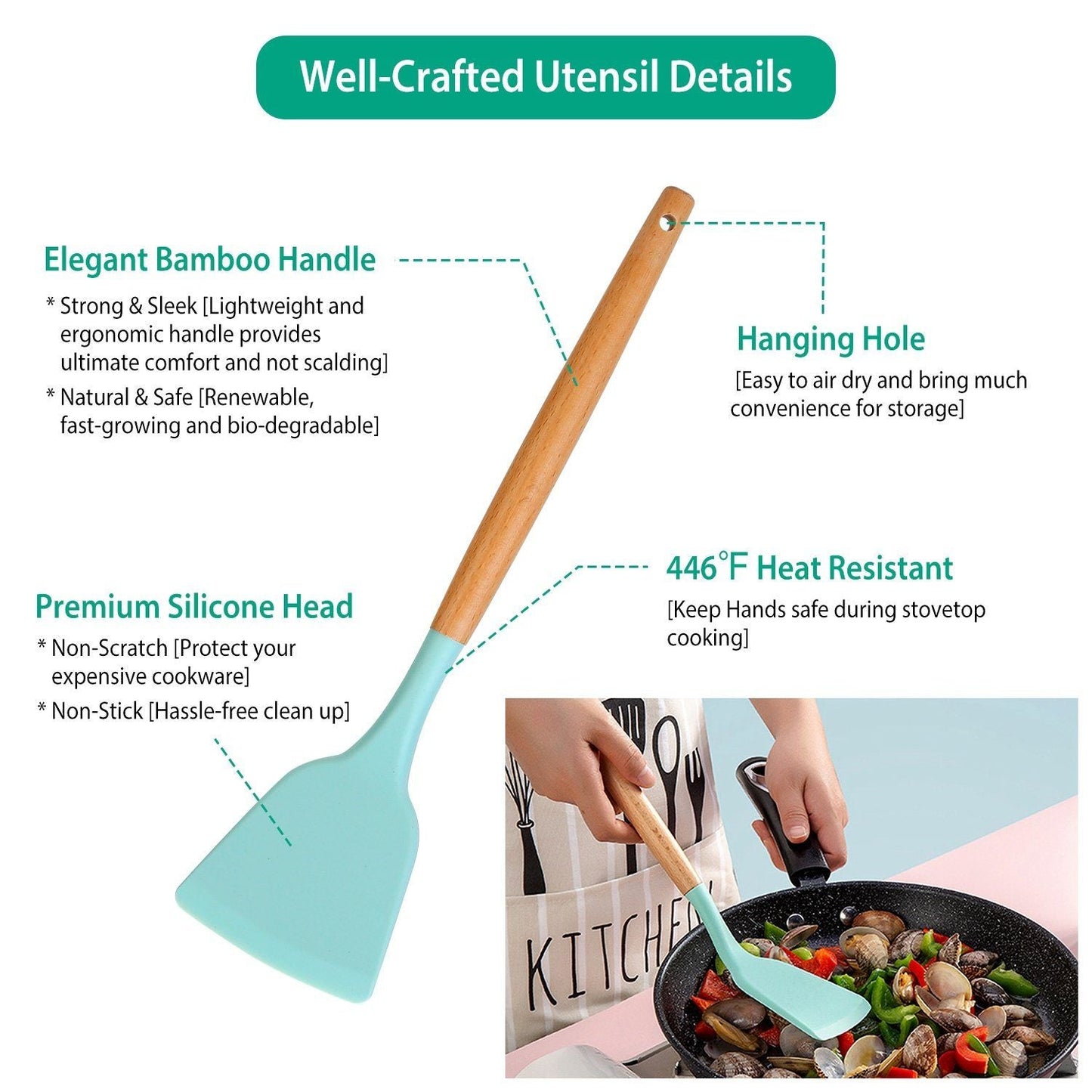 Skorter | 11-Pieces: Silicone Kitchen Utensils Set