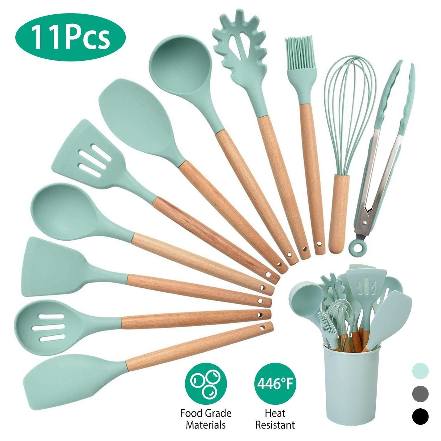 Skorter | 11-Pieces: Silicone Kitchen Utensils Set