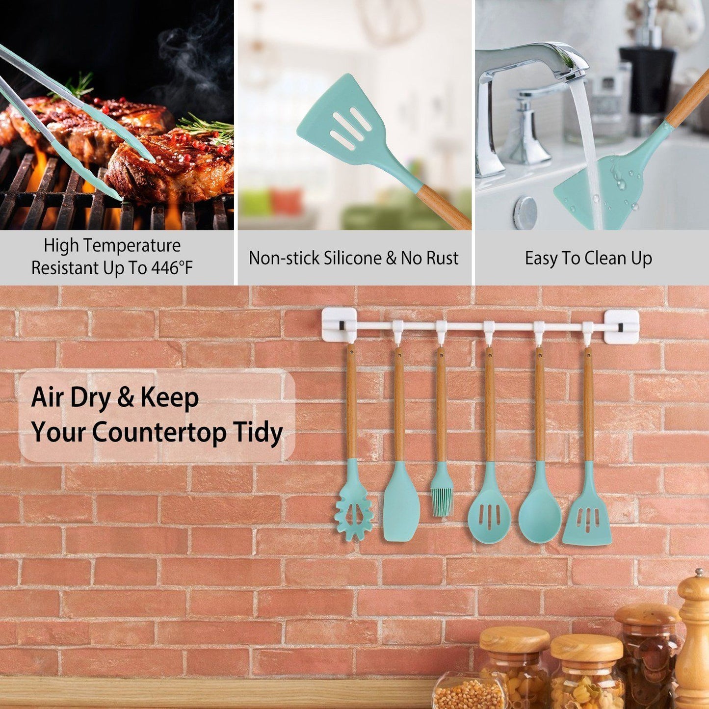 Skorter | 11-Pieces: Silicone Kitchen Utensils Set