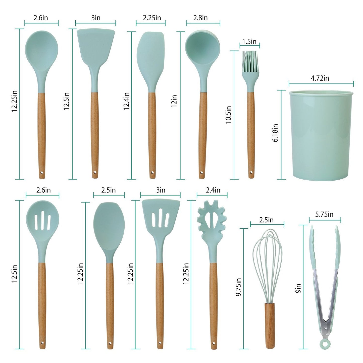 Skorter | 11-Pieces: Silicone Kitchen Utensils Set