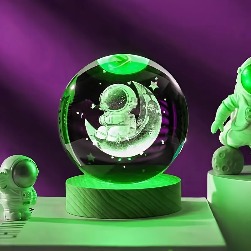 Skorter | LumiSphere - 3D Crystals Ball LED Night Lamp with Wooden Base