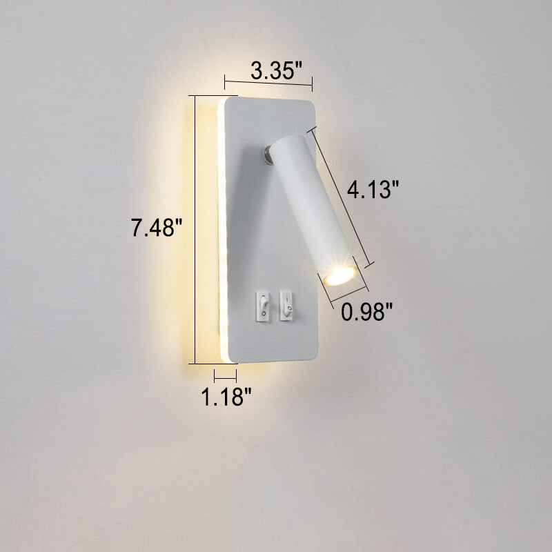 Skorter | Minimalistic rectangular spotlight swivel LED reading wall lamp