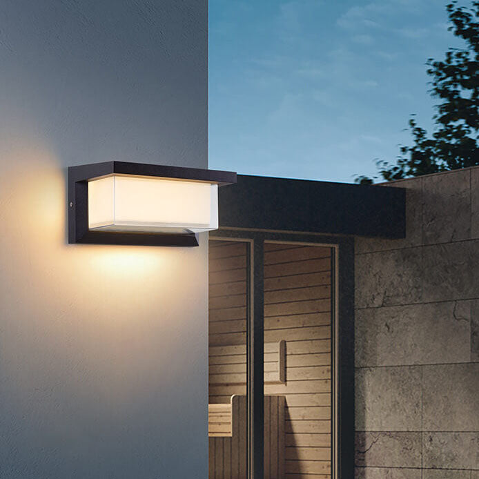 Skorter | Modern Minimalist Solar Rectangle PC LED Outdoor Wall Light Lamp For Outdoor Patio