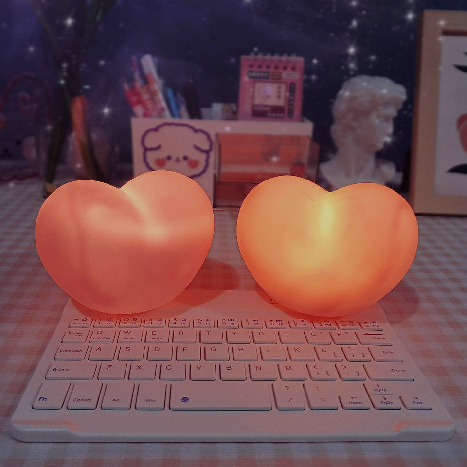 Skorter | LuvSphere Silicone LED Night Light | Heart-Shaped Design | Table Lamp | Warm Mood Light | Decorative